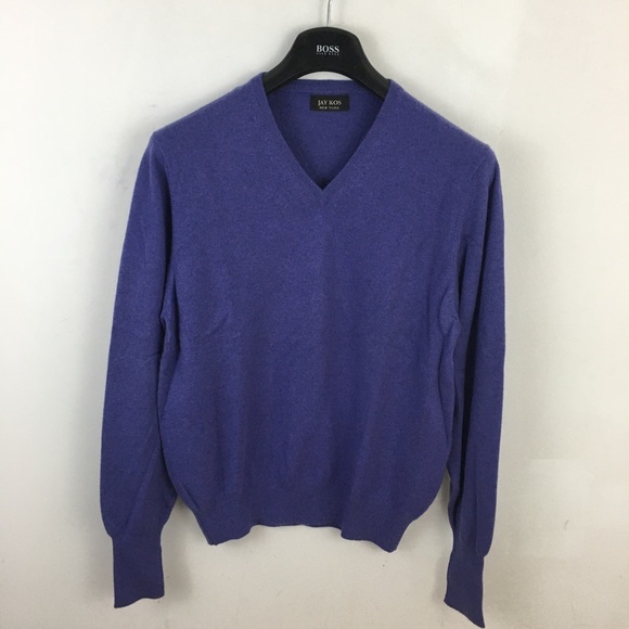 🛍 Jay Kos 100% Cashmere V-Neck Sweater, Size Medium, New with small flaw. - Picture 3 of 9